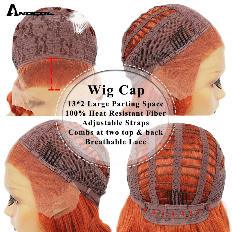 Anogol красный высокая температура волокна длинные воды волна розовый белый волос