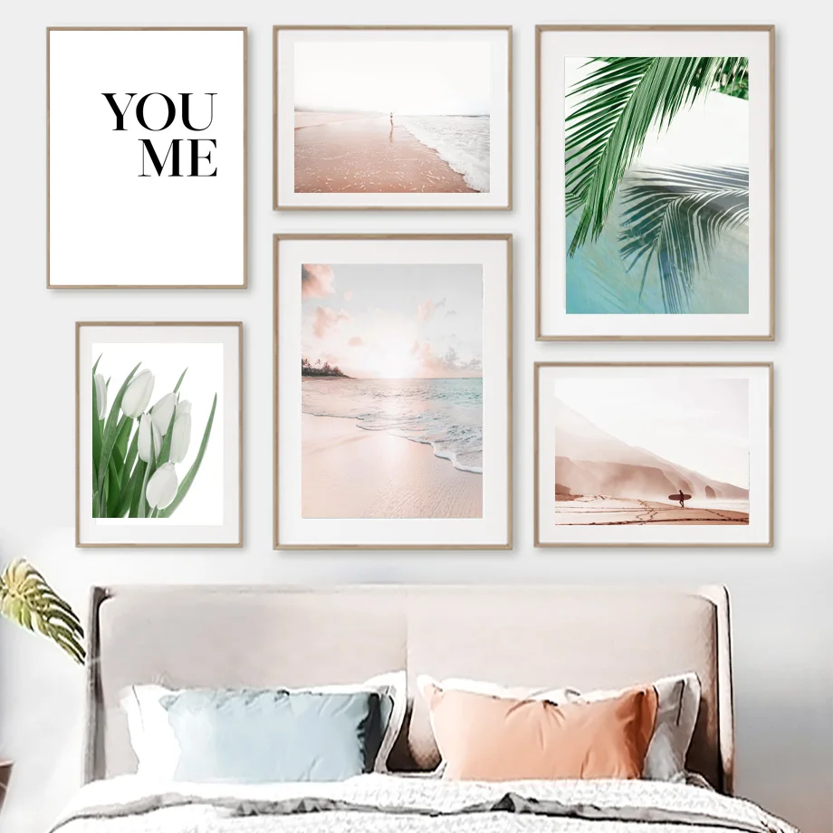 

Girl Sea Beach Landscape Poster Horse Desert Leaves Tulip Wall Art Canvas Painting Plant Flower Pictures for Interior Home Room