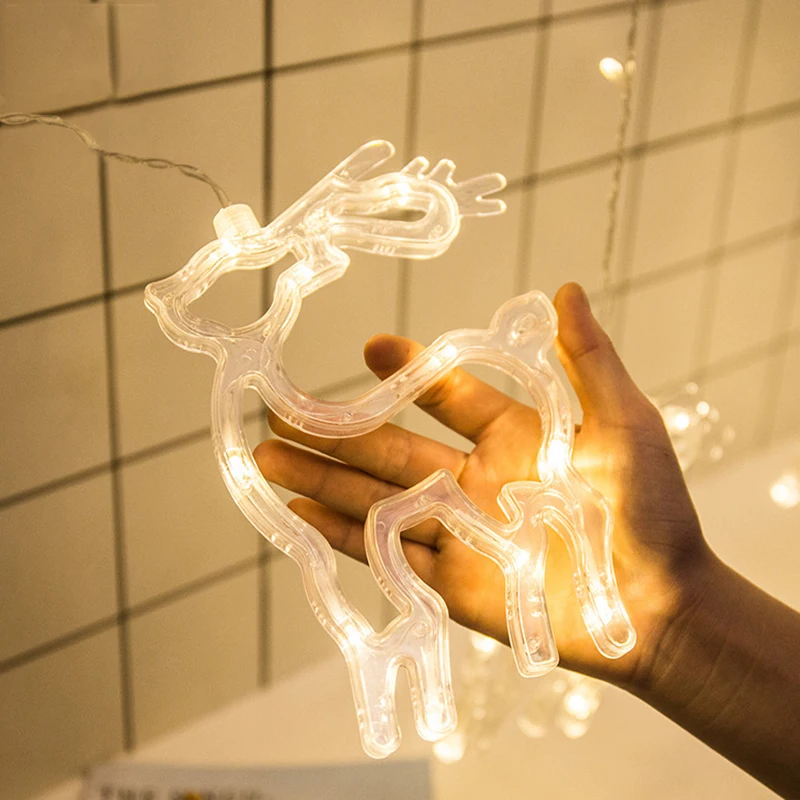 Штепсельная Вилка EU/US Рождественская елка олень светодиодная сказочная