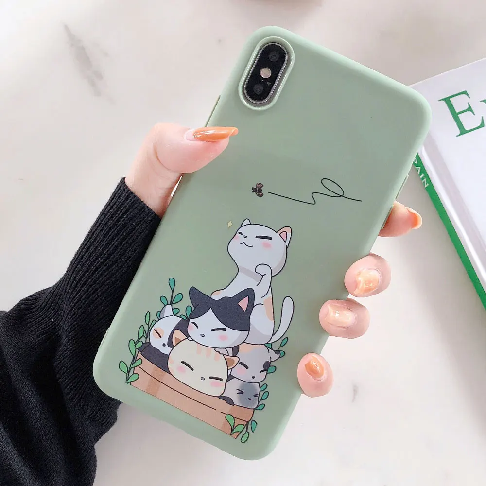 KISSCASE Cute Soft Cats Case For iPhone 7Plus 6 6s 7 8 X XR XS MAX TPU 6Plus Back Cover Plus Coque |