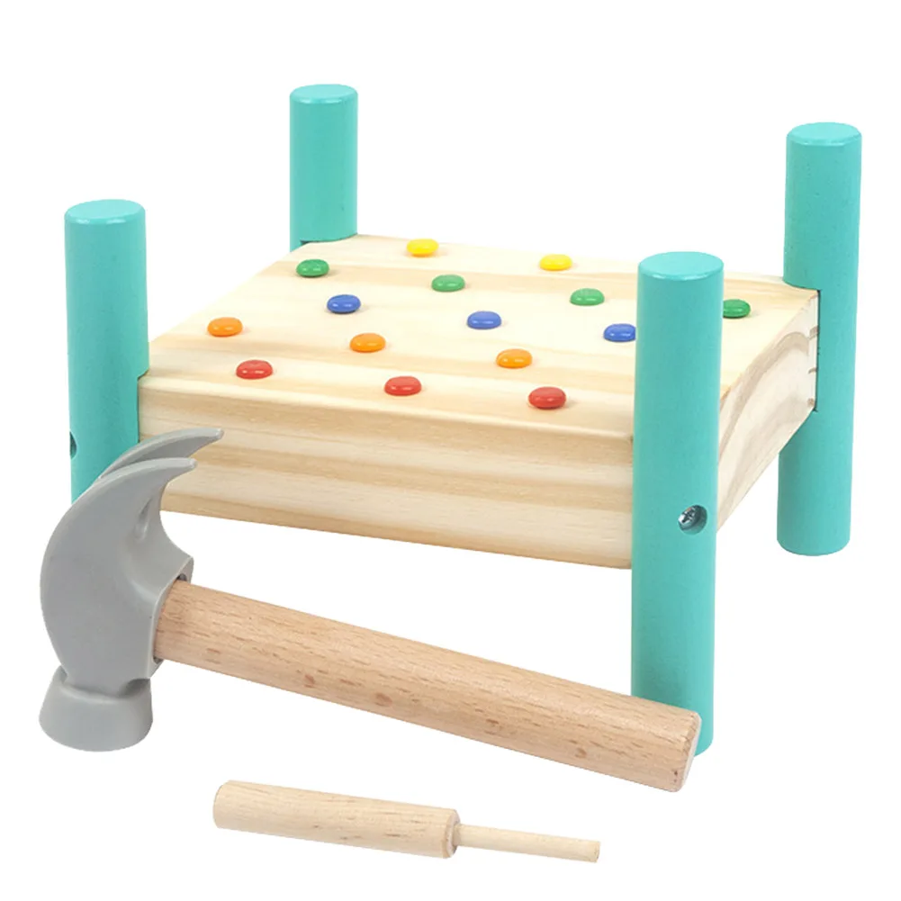 

Ball Hammer Box Pounding Bench Wooden Toy Wood Hammering Early Montessori Matching Color Educational Toys