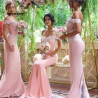 Женское кружевное платье-русалка, розовое длинное вечернее платье до пола, недорогие платья подружки невесты, 2021