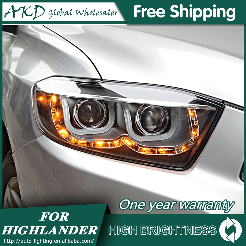AKD автомобильный стайлинг для фары Toyota High lander 2009 2011 светодиодный DRL биксеноновый