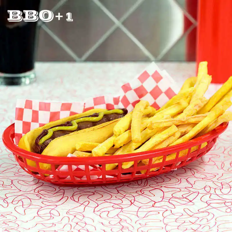 6 шт Пластик корзина для быстрого питания хот догов сервировочная тарелка с 24