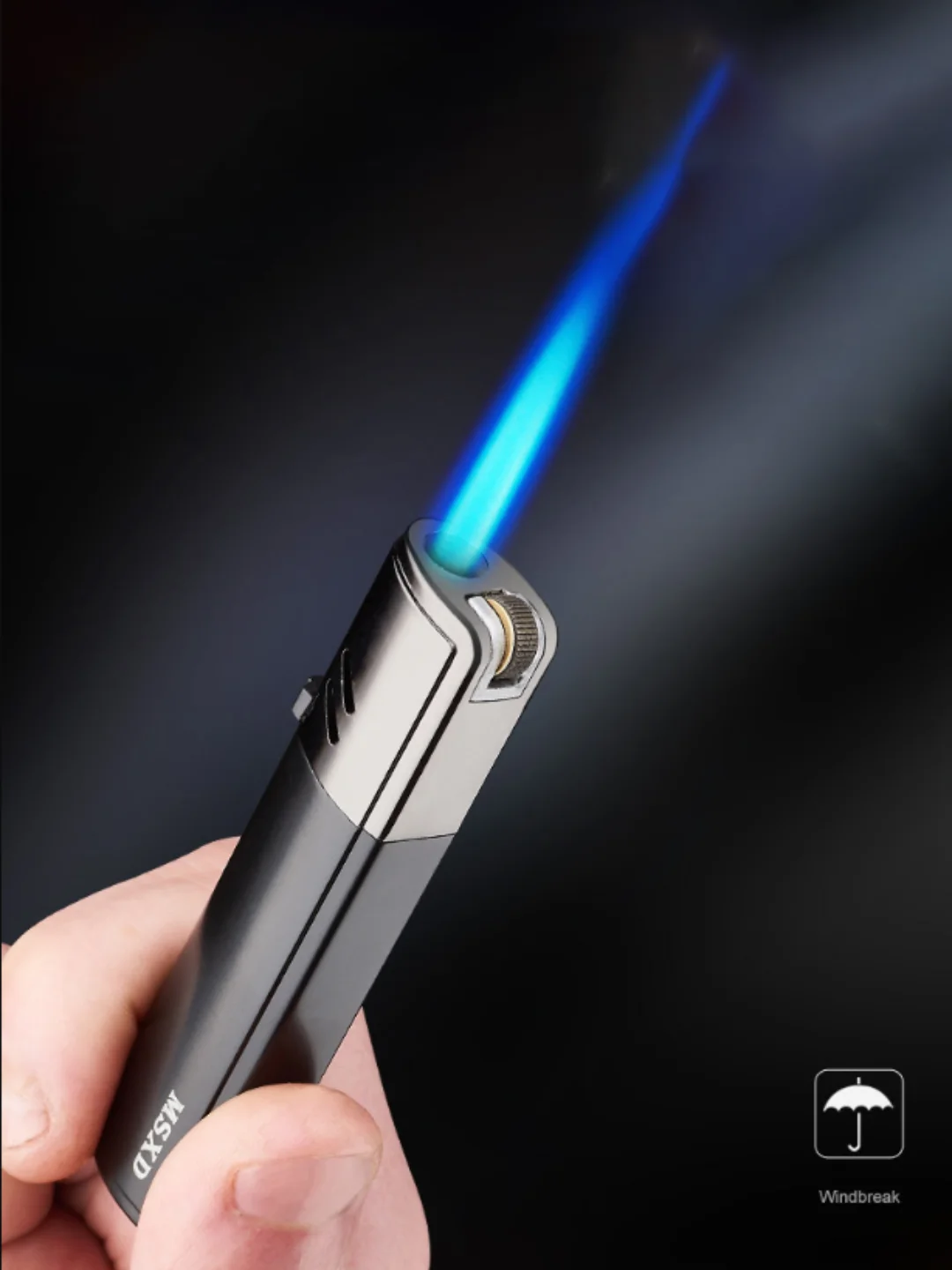 

Inflatable Grinding Wheel Lighter, Metal Windproof Blue Flame Lighter Valve Control Adjustable Flame, Safe and Portable