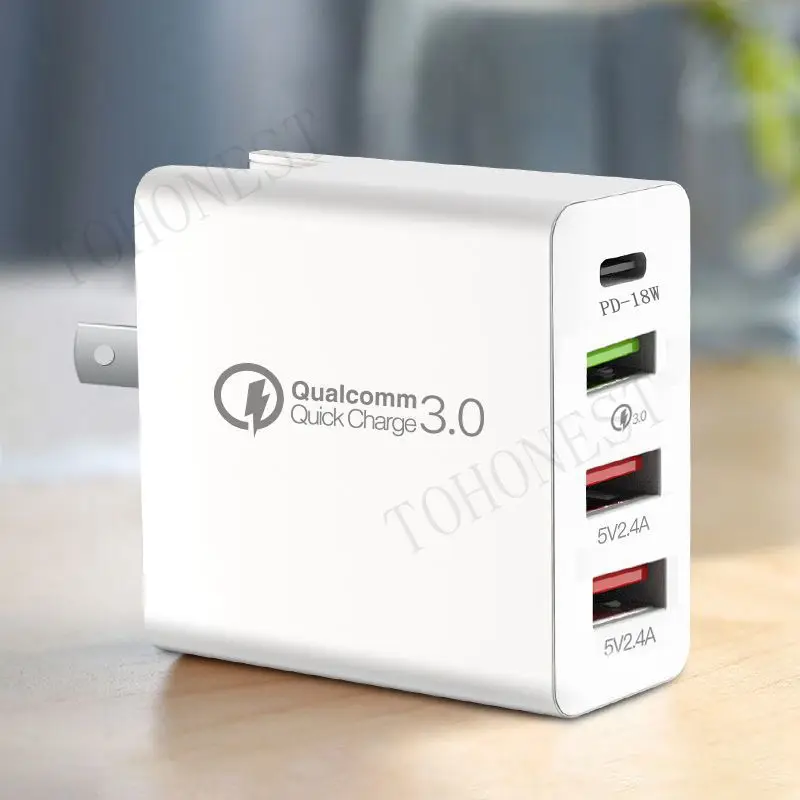 Умное зарядное устройство с 4 USB портами 48 Вт быстрое 3 0 для iPhone Samsung Xiaomi Huawei