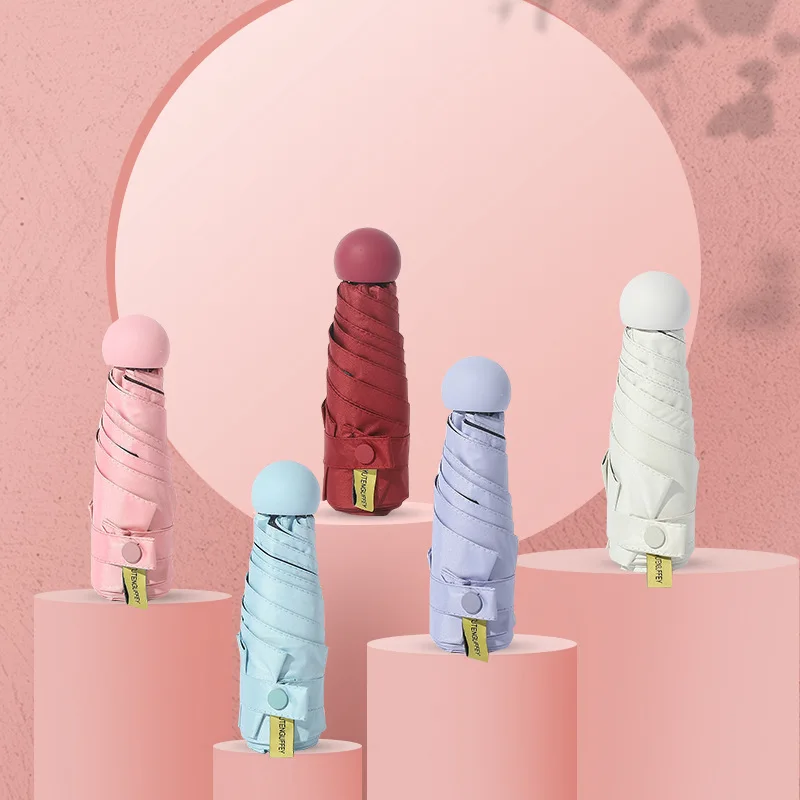 capsule umbrella black glue sunscreen pocket folding sun female Mini custom logo |