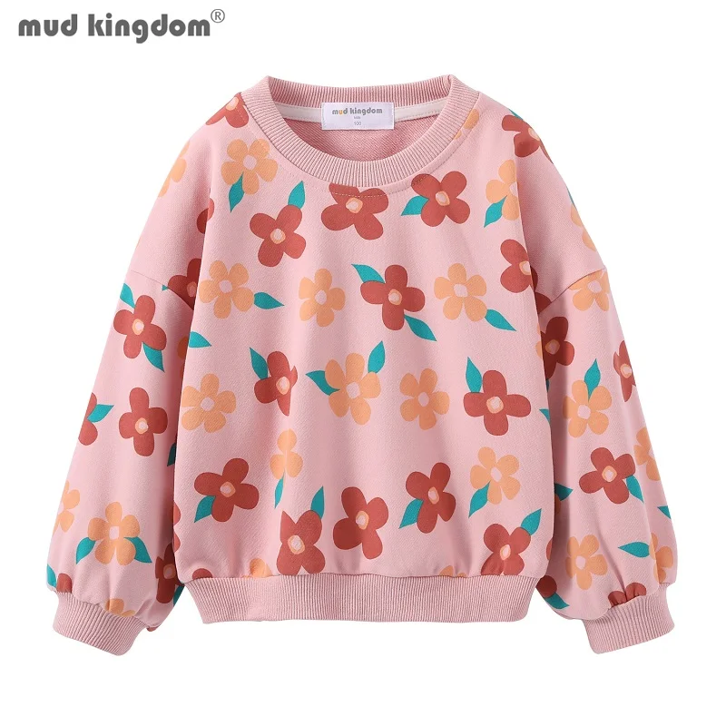 

Mudkingdom Floral Girls Sweatshirts Terry Cotton Tie Dys Boys Sweatshirt Long Sleeve Tops for Kids Clothes O-Neck Pullover