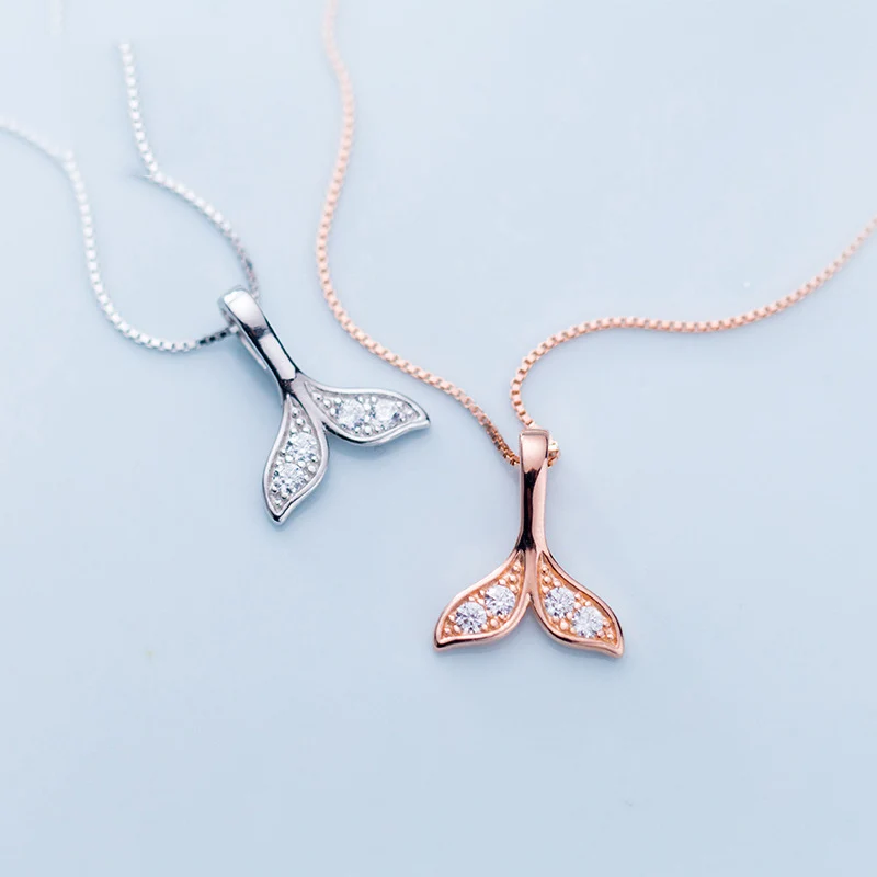 Женское ожерелье из серебра 925 пробы с подвеской Китом и рыбьим хвостом|Ожерелья
