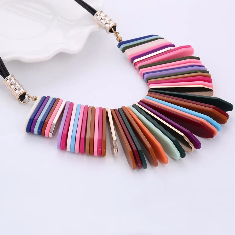 Cpop винтажные красочные кожаные ожерелья с кисточками и кулоны модные