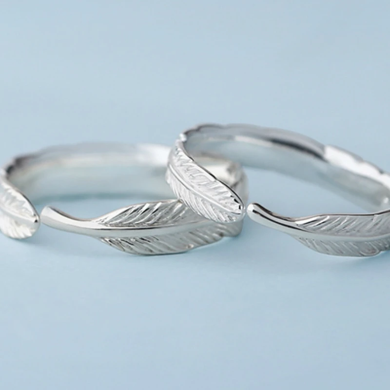 Кольцо серебряное в виде листа пера для мужчин и женщин винтажное вращающееся