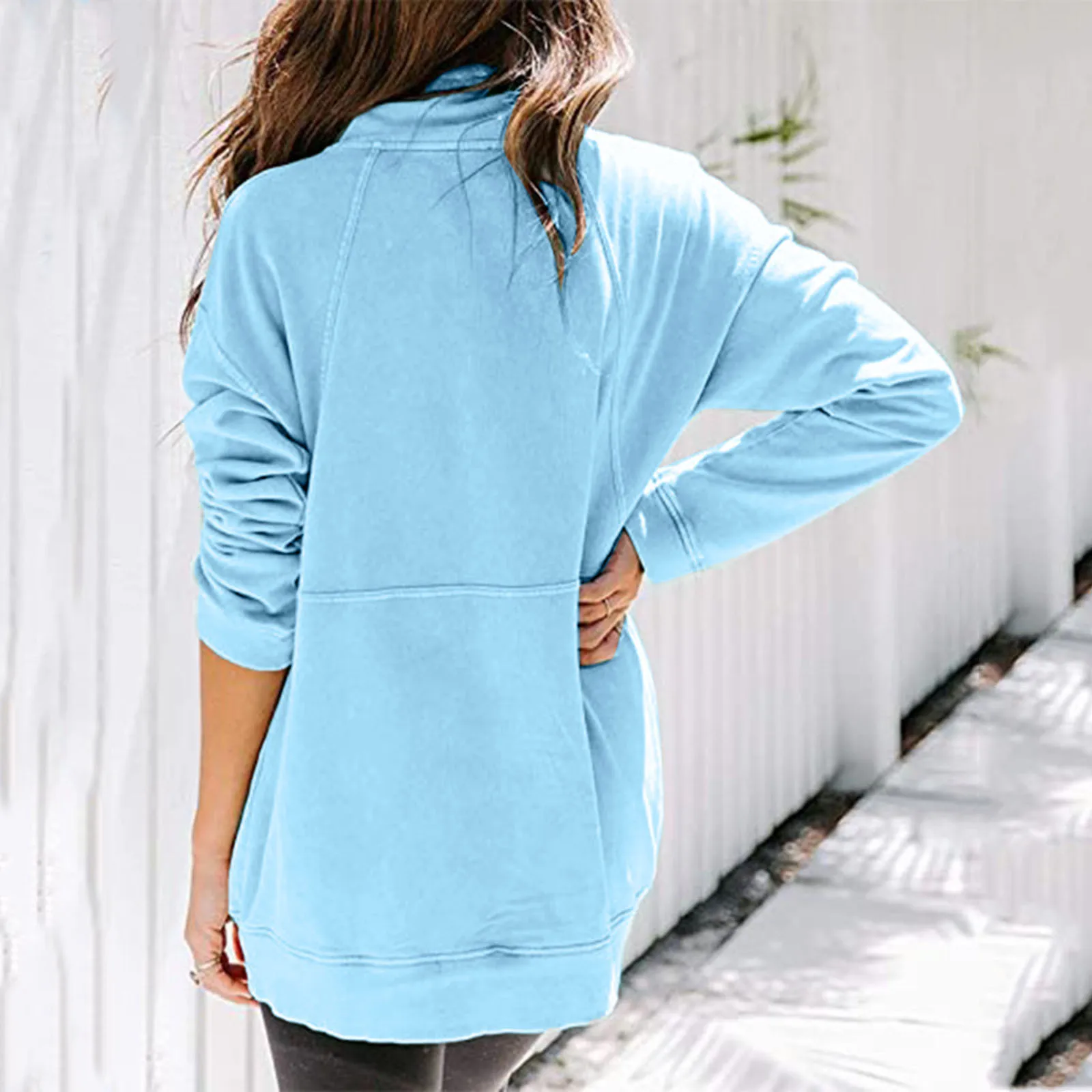 

Women hooded Jacket Quarter Zip Sweatshirts Long Sleeve Oversized Pullover Tunics With Pockets Casual Coats Sweatshirt Oversized