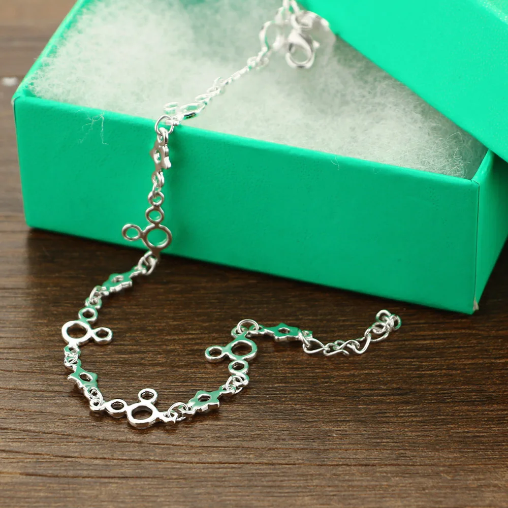 Женский серебряный браслет милый Микки из твердого серебра женские популярные