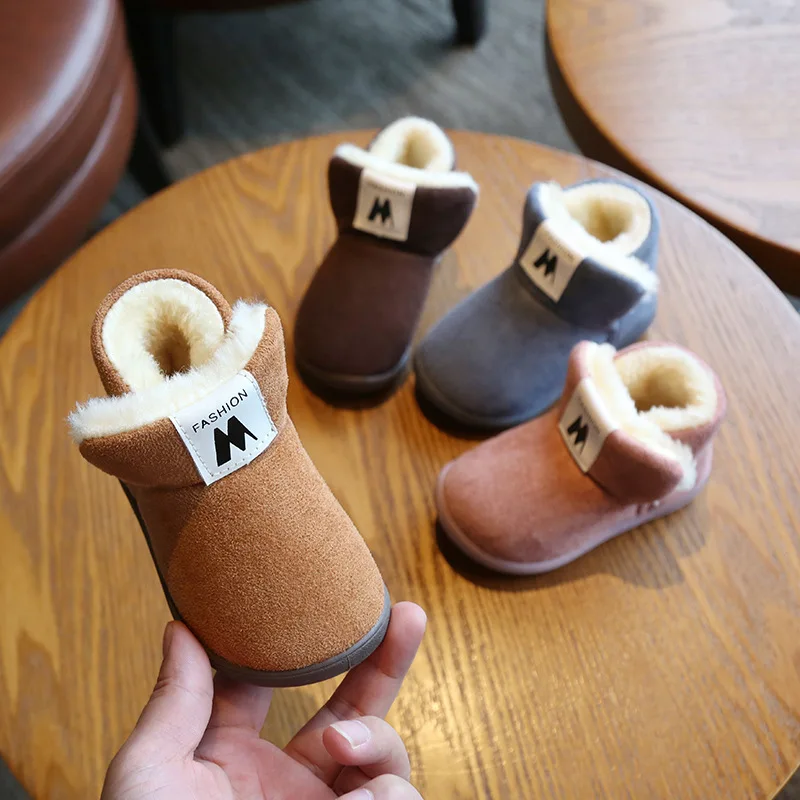 

Kids Boots Winter Cotton Snow Short Boots Baby Warm Outdoor First Walker Non-slip Casual Plus Velve Shoes SXB021