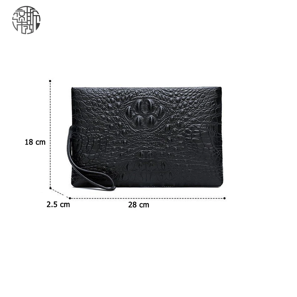 

Zenos Customize Business Man Black Clutch Bags Genuine Leather Crocodile Pattern Luxury Man Bags