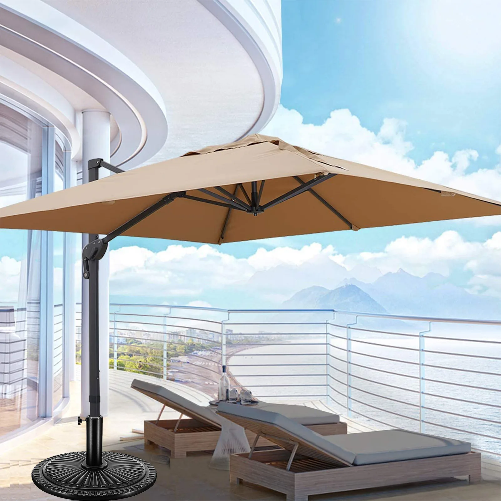 

22lb Patio Umbrella 18in Base Round Table Umbrella Stand Base Weatherproof Outdoor Market Umbrella Stand For Patio Garden Porch