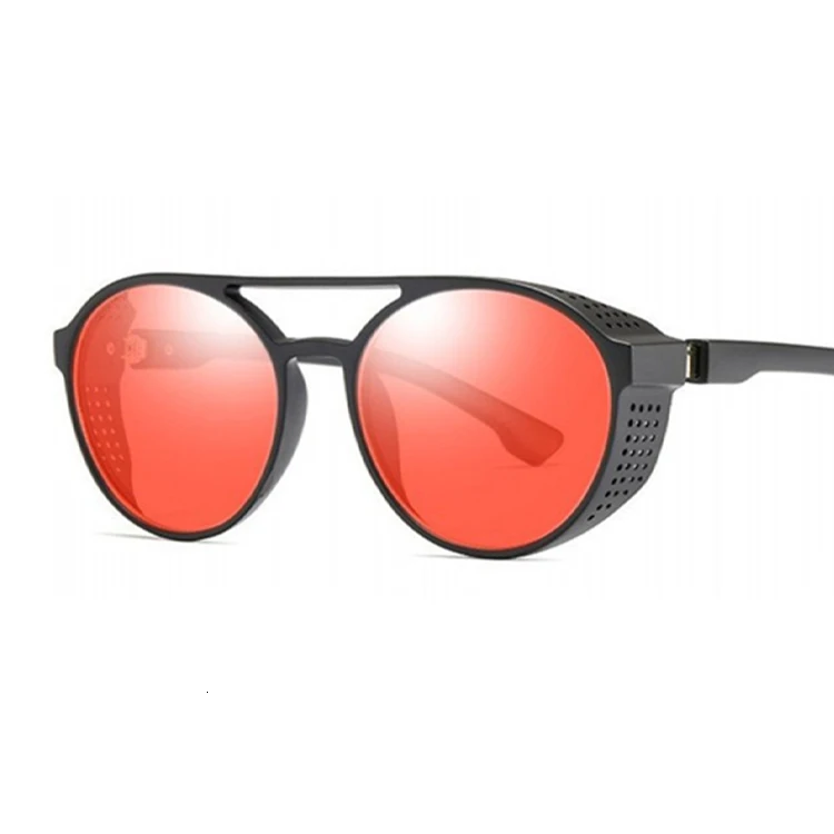 Солнцезащитные очки для мужчин Ретро Хиппи очки круглые стимпанк Роскошные брендовые солнцезащитные очки винтажная мода трендовые продукты оттенки - Цвет линз: Red