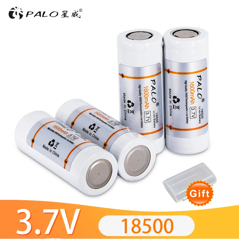 Пало 3 7 в 18500 Li Ion Перезаряжаемые Батарея 1600mAh V литиевая батарея литий ионных