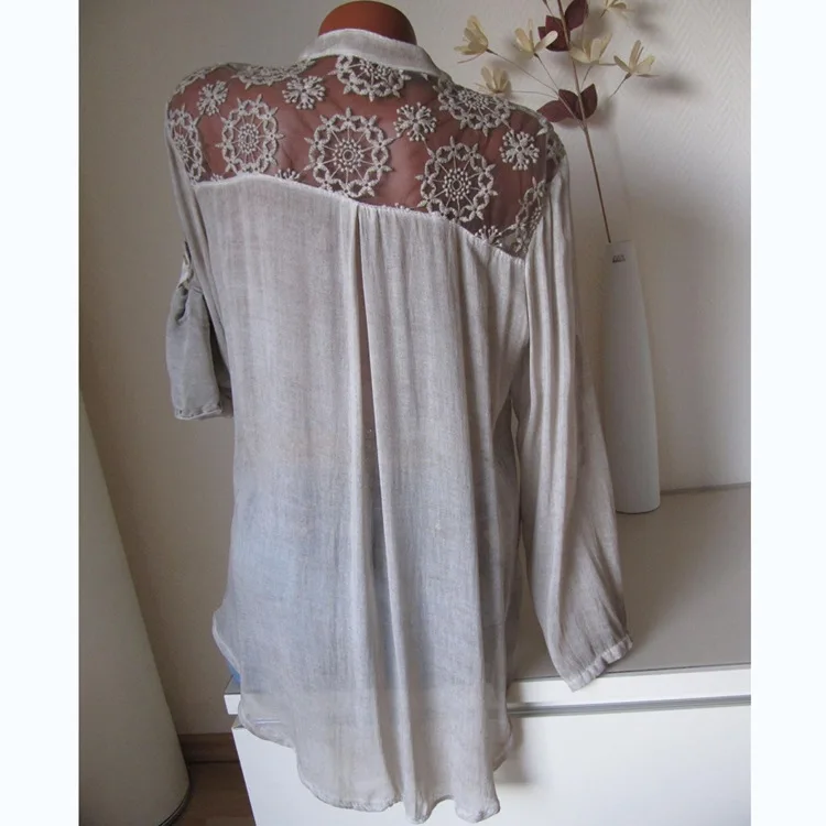 Женские топы и блузки больших размеров 5XL кружевные лоскутные повседневные