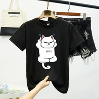 women wifi letter printed cartoon cat tees summer t shirts fashion slim t shirt feminina outdoor cute kwaii short tops 2020 new