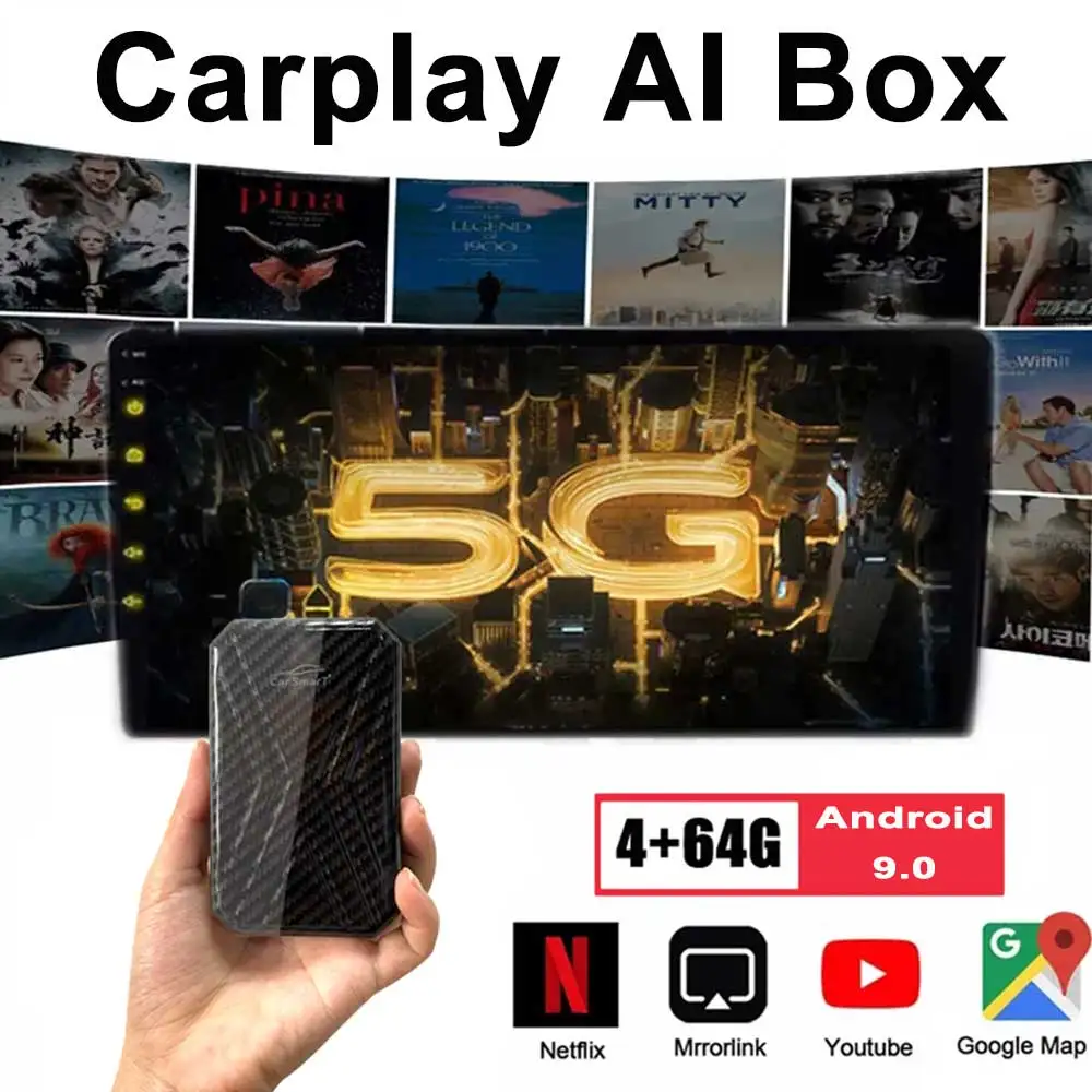 

For Apple Carplay AI Box Car Multimedia Player 4+64G CP600 Mirror Link Wireless Carplay plug&play Android 9.0 system Auto TV Box