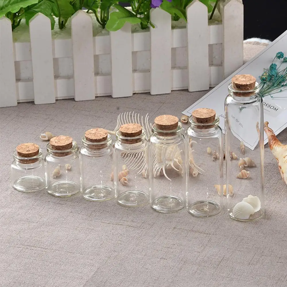 50pcs 10ml 15ml 20ml 25ml 30ml 40ml Glass Bottles with Cork Empty Bottles Jars Containers Vial Crafts Bottles Jars Free Shipping