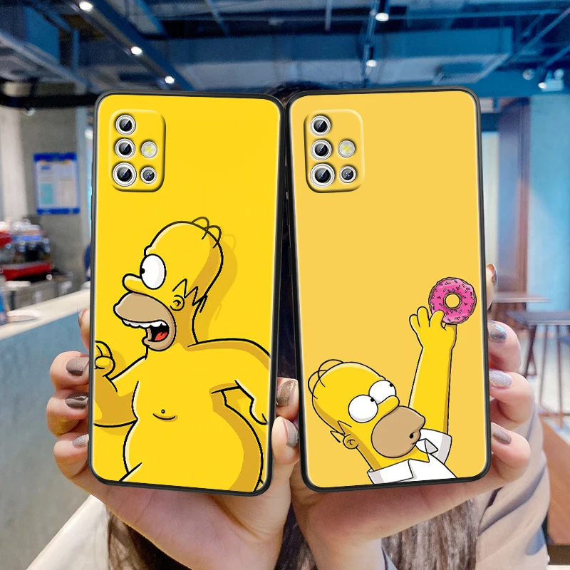 

The Simpsons funny cartoon For Samsung Galaxy A72 A71 A52 A51 A91 A81 A32 A22 A21 A01 A02 4G 5G Soft Black Phone Case Cover