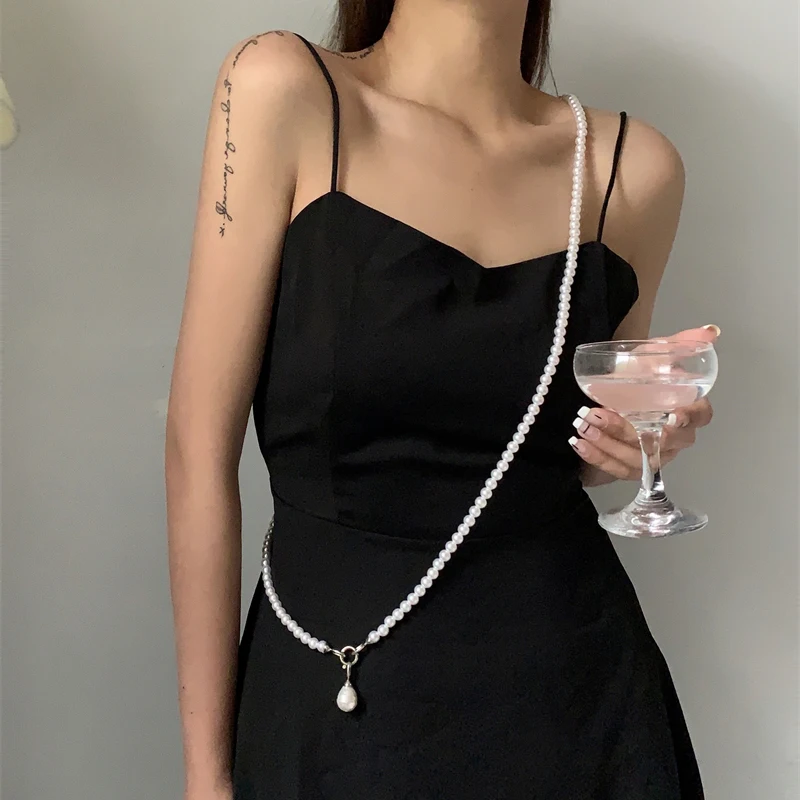 Длинное жемчужное ожерелье Женская цепочка для тела аксессуары костюма