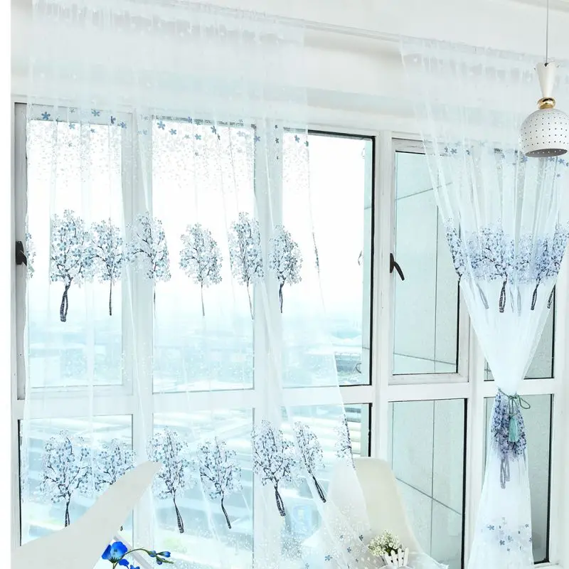 Тюлевые шторы на окна в гостиной спальне с пасторальным цветочным принтом 5