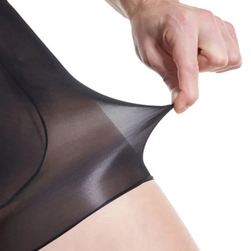 

Men Oil Shiny Glossy Pantyhose Transparent U Convex Underwear Underpants BMF88