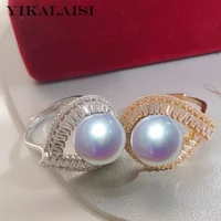 yikalaisi 925 sterling silver rings jewelry for women 11 12mm oblate natural freshwater pearl rings 2021 fine new wholesales