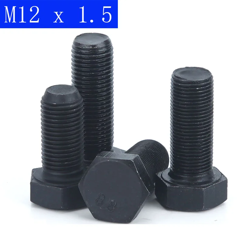 

M12 x 1.5 ( 12mm ) Fine Pitch Hex Cap Bolts / Screws, 8.8 Alloy Steel Thread Metric Tap DIN 933 ISO 4017