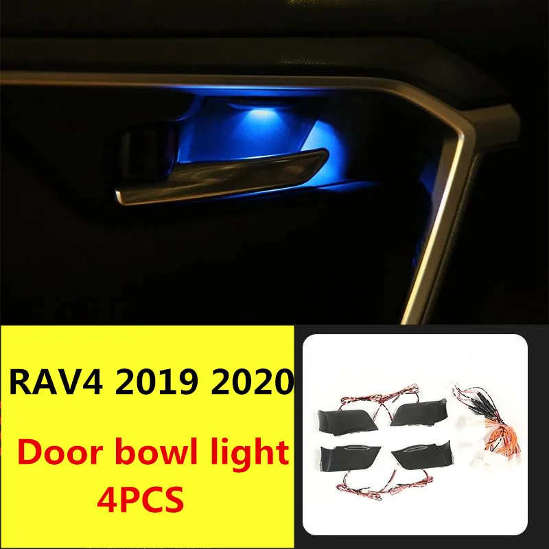 

Внутренняя дверная чаша лампа настраиваемая внутренняя ручка светодиодная атмосферная лампа украшение для Toyota RAV4 2019 2020 5th