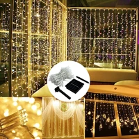 3x23x3m led solar window curtain string light outdoor garden lamp christmas wedding holidays party string lights