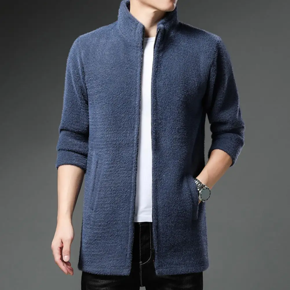 

Men Jacket Long Sleeve Casual Stylish Slim Long Skin-friendly All Match Fabulous Warm Coat Male Jacket Autumn Winter