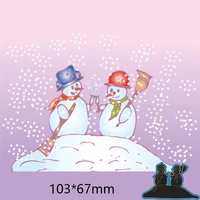 cutting dies two snowmen metal and stamps stencil for diy scrapbooking photo album embossing paper card10367mm