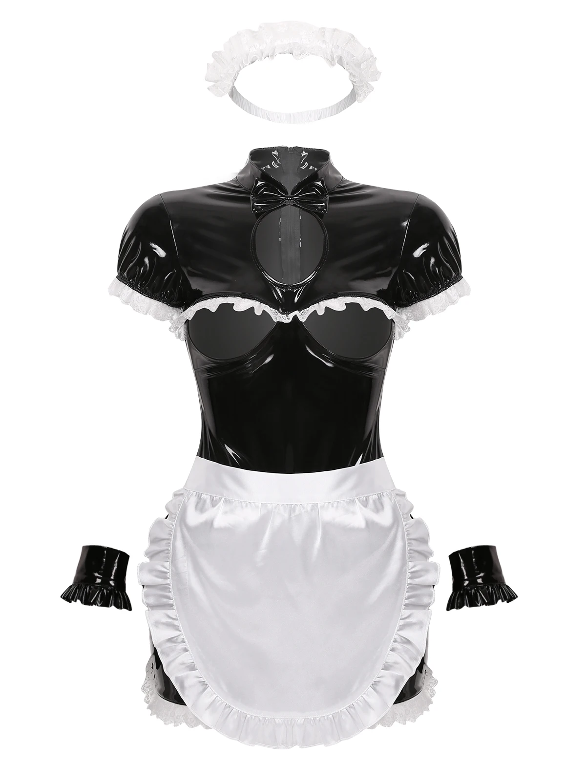 Женское платье горничной женское с открытым бюстгальтером бретельками и бантом