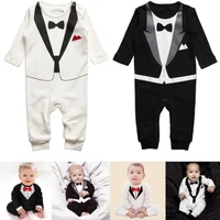 baby boy suit infant gentleman ha garments black bow tie jumpsuit kid autumn climb romper clothes