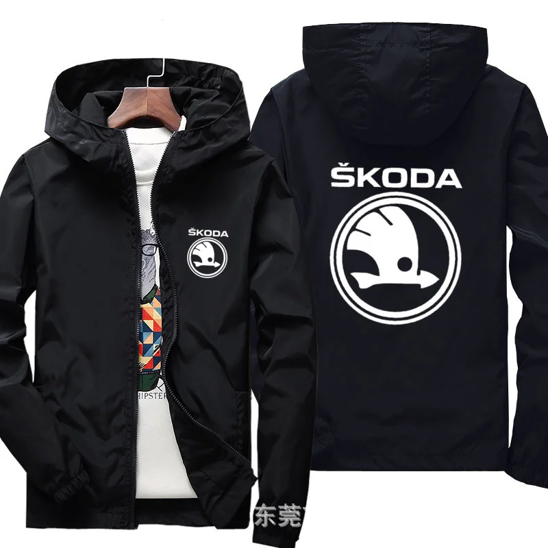 

2021 Spring Car Logo SKODA Men Motorcycle Jacket Casual Windbreaker Sports Zipper Thin Jacket Sunscreen Hoodie Pilot coat