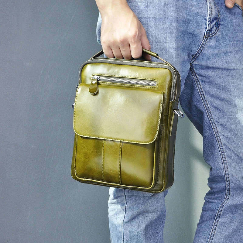 Качественная оригинальная кожаная мужская повседневная сумка мессенджер через