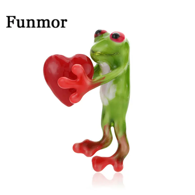 Милые эмалированные булавки Funmor в виде красного коричного сердца ювелирные