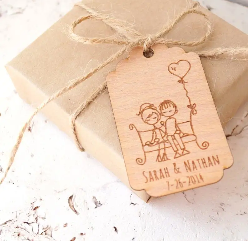 Wedding Favor Tags Personalized Thank You Rustic Custom Engraved Wooden party favors gifts event decoration | Дом и сад