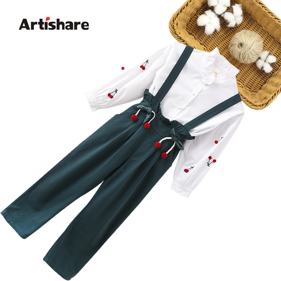 Детская одежда с рисунком вишни для девочек блузка + спортивный костюм весенне