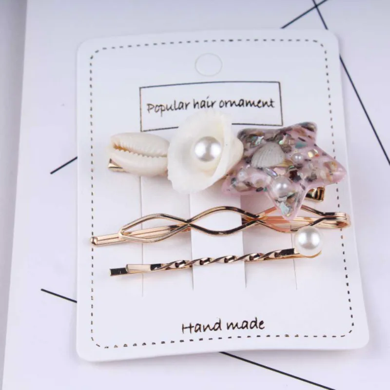 Новые заколки для волос набор Морская звезда ракушка женщин ins модная боковая