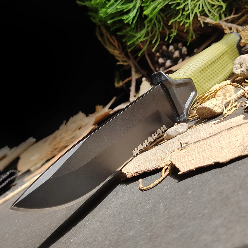 Черный и зеленый фиксированный нож кемпинг охотничий Военный рукоятка из АБС 12C27