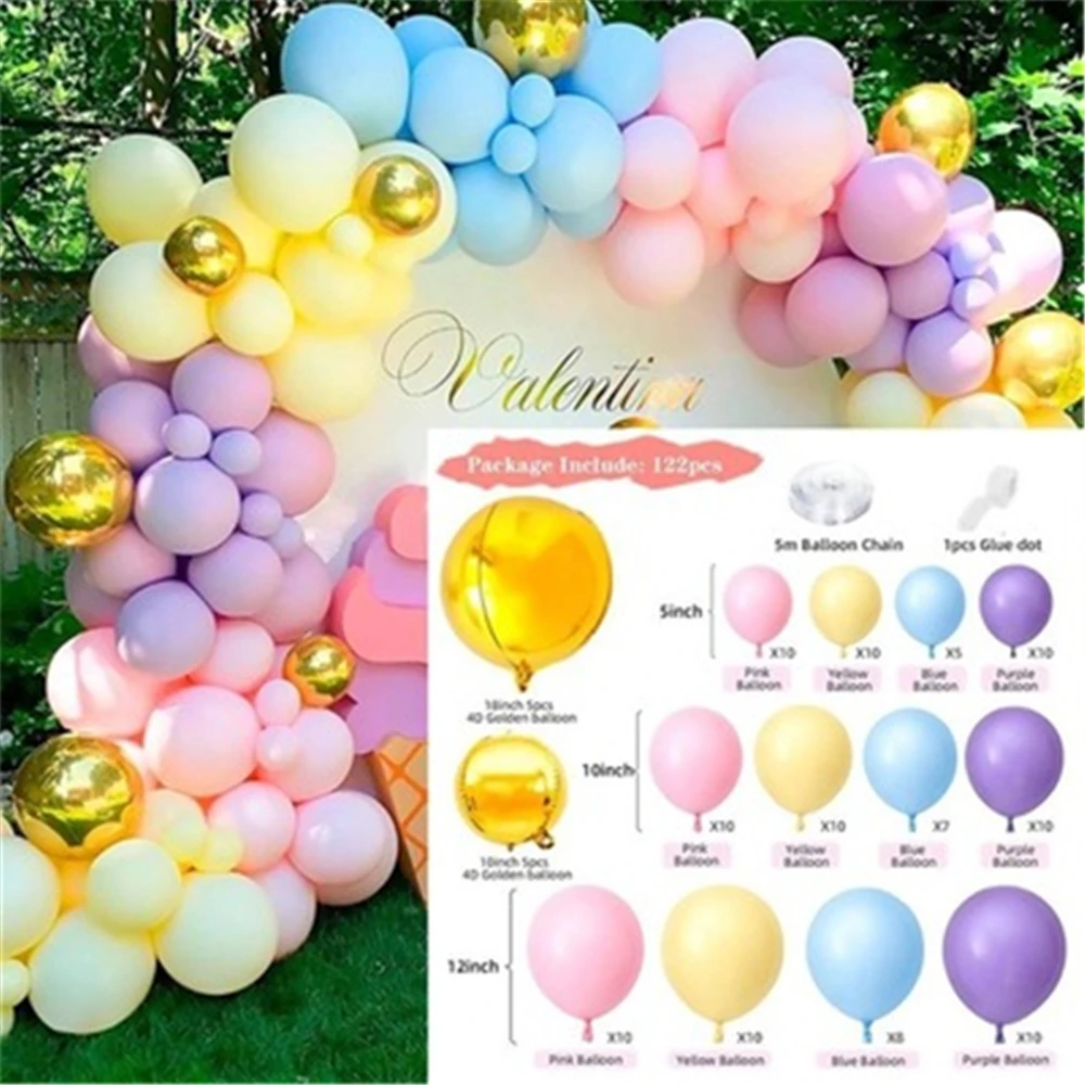 

141Pcs/Lot Macaron Balloon Garland Birthday Party Decor Kids Baby Shower Ballon Arch Wedding Party Oh Baby Wood Wall Sticker