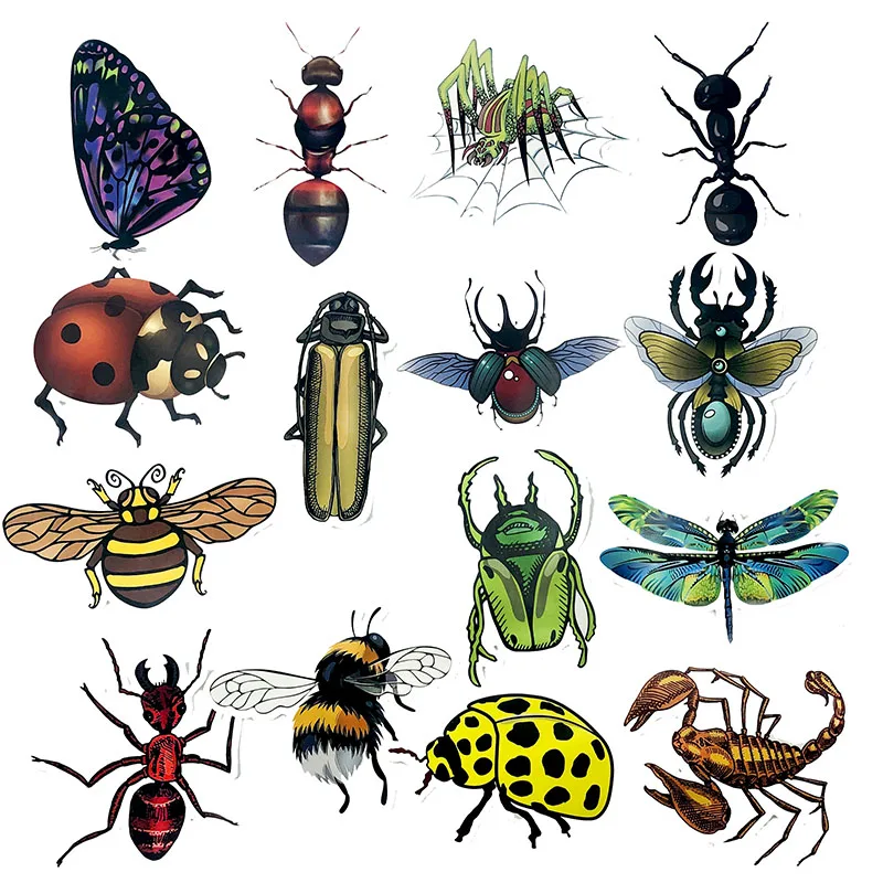 

50Pcs Nature Animals Insects Bees Butterflies Ladybug Stickers For Refrigerator Insects Diaries Children Education Toy Stickers