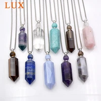 hexagon prism bottle pendant genuine gems stone pendant necklace smoky quartzs magical medicine bottle pendant