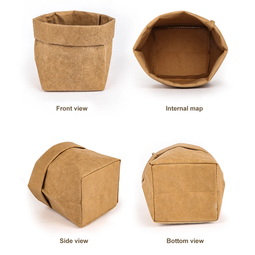 

Washable Kraft Paper Bag Mini Succulents Flower Pots Desktop Storage Bag Multifunction Storage Bag For Food, Fruit, Toys