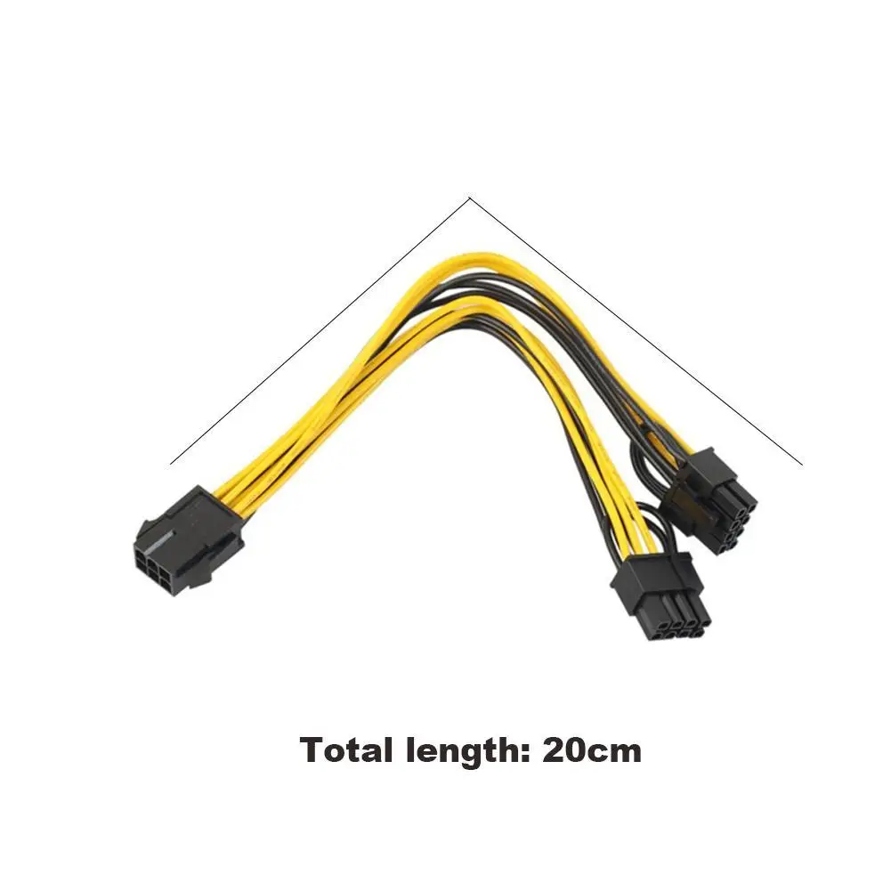 

1Pcs PCI-Express PCIE 6 Pin To Dual 8 (6+2) Pin VGA Breakout Power Card Graphic Extension 20cm Video Cord Adapter Supply Ca E9M2